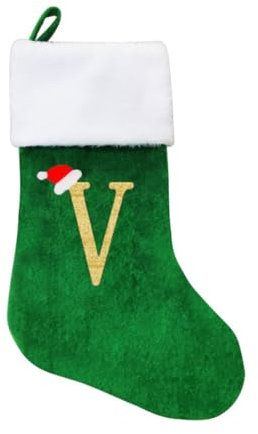Generisch Weihnachtsstrümpfe Personalisierte mit Buchstaben, 46cm Nikolausstrumpf Christmas Stockings Weihnachtsbaum Kamin Hängende Ornamente Geschenkbeutel Weihnachtsdeko (V)