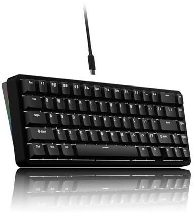 Chilkey ND65 Tastiera meccanica in alluminio cablata, tastiera portatile da gioco con layout al 65%, tasti in PBT, tasti personalizzati sostituibili a caldo, per laptop e PC da ufficio, nero