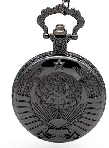 HUIBBGO Reloj de Bolsillo Vintage de la URSS con Insignias soviéticas, Emblema del Martillo y la Hoz, Reloj de Bronce del Comunismo, Colgante para Hombres y Mujeres