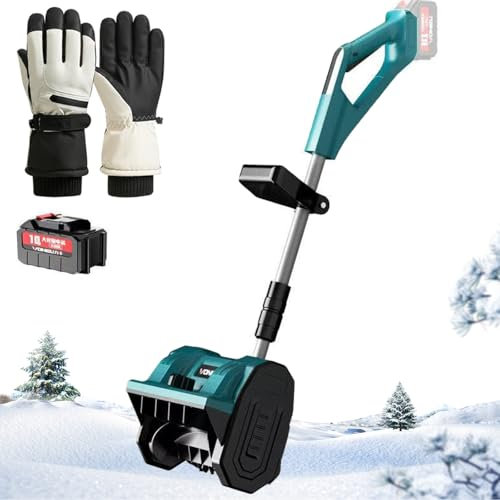 Pala da Neve elettrica, spazzaneve con Guanti Spessi, Larghezza di Pulizia 30 cm, Asta telescopica Regolabile da 1 a 15 cm, direzione Regolabile, Ricaricabile, Impugnatura Anteriore, batteri