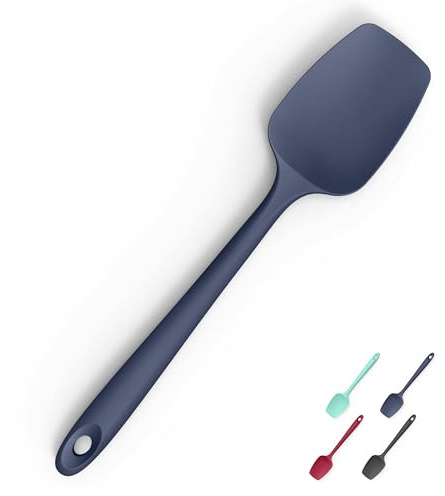 Doosu Silicone Spoon Spatula, 315℃ Heat Resistant, 28.9cm, Midnight Blue | Food Grade Rubber Bowl Scraper, High Temp Safe, Flexible Cooking Utensil, Non-Scratch Seamless for Serving Folding Stirring