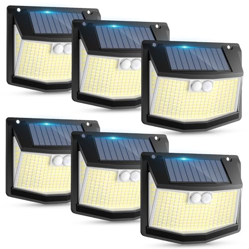 Solar Lights Outdoor Garden 6 Pack 248 LED Solar Security Light 3 Motion Sensor Modes and 270 Wide Angle Lighting IP65 Waterproof Outside Solar Powered Wall Lights for Fence Front Door Yard Garage