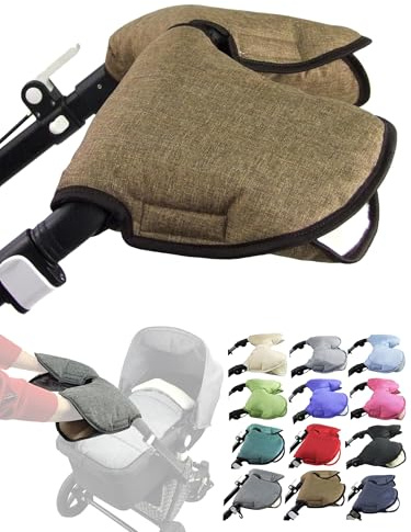 Muff handske [Handvärmare för barnvagn] handmuff buggy med lammull vattentät vindtät universell storlek för barnvagnar buggy hjulvagn 2-delad (melerad brun)