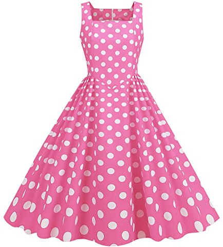 NaLatia Robe Rose à Bretelles Femme Jupe à Carreaux Fête Loisirs Costume Halloween Cosplay Anniversaire Cocktail