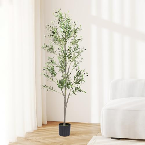 Alyvisun 180cm Olivo Pianta Artificiale, Piante Finte da Interno con Foglie D'olivo Realistiche e Base Inferiore Ispessita con Peso in Cemento, Pianta Artificiale Olivo for Living Room Bedroom Office
