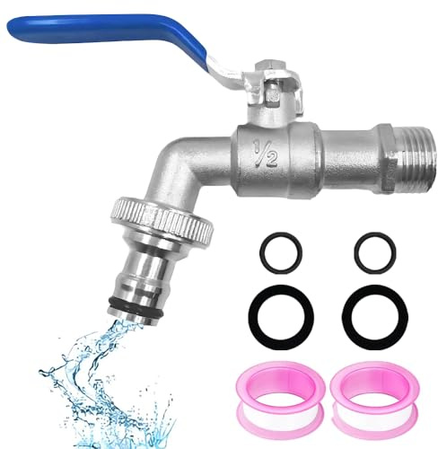Bibcock Output Garden Tap, 1/2 inch Brass Water Faucet(Blue) | Garden Tap Rust and Frost Proof Outdoor Water Faucet with Fittings for Gardens Household Industry