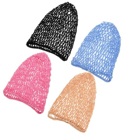 LIOOBO Gehäkeltes Haarschlafnetz 4 Stück aus Dehnbarem Polyester Atmungsaktiv Bequem für Damen bei Nachtpflege und Schlaf