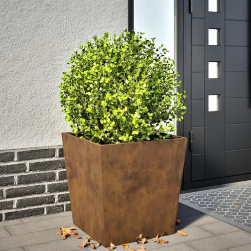 HaoChrymec Maceta de Acero Resistente a la Intemperie, Jardineras Exteriores, Sin Drenaje, Huerto Urbano, 50x50x50 cm