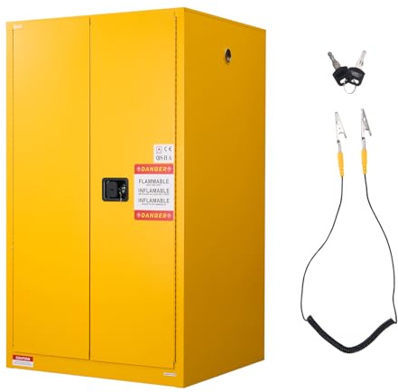 VEVOR Armadietto per Stoccaggio Liquidi Infiammabili, Armadio per Materiali Infiammabili Capienza ca. 246 L Ripiano Regolabile, in Acciaio Laminato a Freddo e Zincato