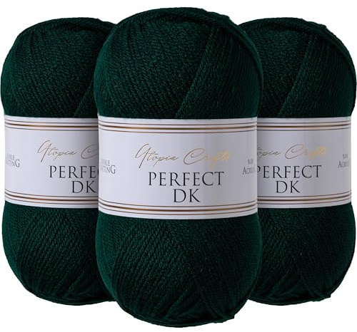 Utopia Crafts Wolle zum Stricken und Häkeln, 3x 100g (900m) Strickgarn DK, Acrylgarn Oeko-Tex 100 - Petrolblau