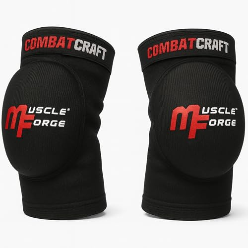 MuscleForge Ellbogenschoner für MMA, Muay Thai, Kickboxen & BJJ Größe S/M/L – Atmungsaktive Ellenbogenschützer mit Anatomischem Eva-Schaum & Flexible Passform mit Klettverschluss – 2 Stück