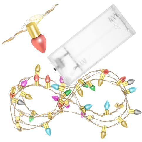 SEWACC Miniatur Lichterkette mit LED birnen Robuste Kunststofflichterkette für Mini weihnachtsbaumbeleuchtung Energiesparende Mini weihnachtsdeko für Puppenhaus und Mini puppenhäuser