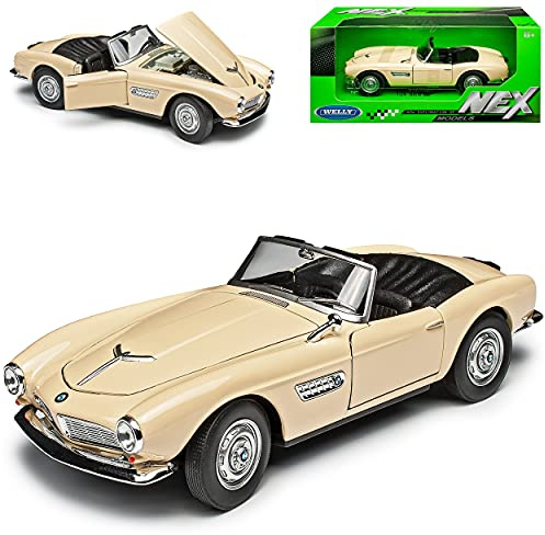 alles-meine.de GmbH B*M*W 507 Cabrio Offen Beige Cream 1956-1959 1/24 Welly Modell Auto mit individiuellem Wunschkennzeichen