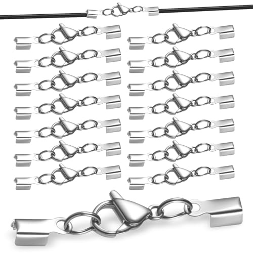 15 Armband Verschluss für Armbänder,Schmuckverschluss für Lederband Ketten,Armbandverschluss Kettenverschluss Edelstahl Karabinerverschluss, DIY Schmuck Verschlüsse Verbinder zur Schmuckherstellung