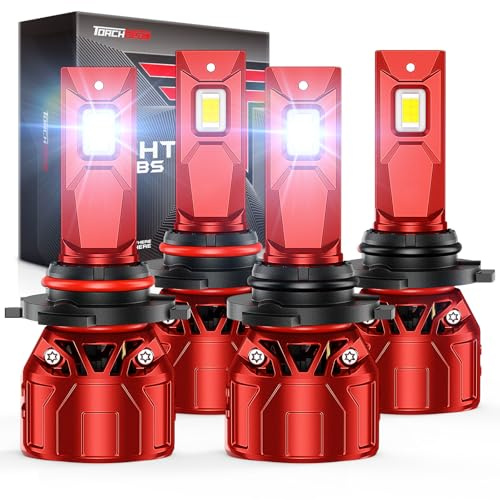 Torchbeam 45000LM 9005 9006 LED Bulbs, 6500K Cool White, Ultra-Focused Beam, Plug & Play Install, 10X Brightness, Extended 80,000H Life, 4 Pack