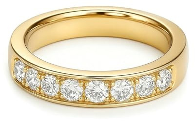 Tolldek Gelbgold 9 Karat Au375 Freundschaftsringe, Klassiker Partnerringe mit Moissanit, Echtschmuck Hochzeitsring 9K Gold, Gr.65 (20.7)