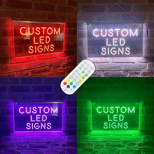 Just Giftz Personalised LED Neon Sign, Custom Light-Up Hanging Wall Décor | Custom LED acrylic sign with hanging fixings, personalised text and colour, ideal for bedrooms, bars and home décor.