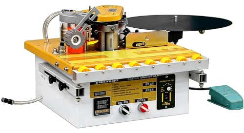 Máquina Encoladora de Cantos Automática para Madera Curva y Recta - 1200W Canteadora con Corte de Cinta Integrado, Termostato Ajustable, Ancho de Banda 6-60mm