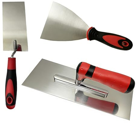 Questa cazzuola tipo secchio, utilizzata con un coltello da intonaco e un coltello da stucco, è composta da un manico flessibile e acciaio inossidabile e viene utilizzata per intonacare, malta