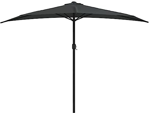 Mokuyary Parasol de Balcon et mât en Aluminium Anthracite 300x155cm Demi, Parasol de Extérieur pour Terrasse, Piscine, Plage, Restaurants, Balcon