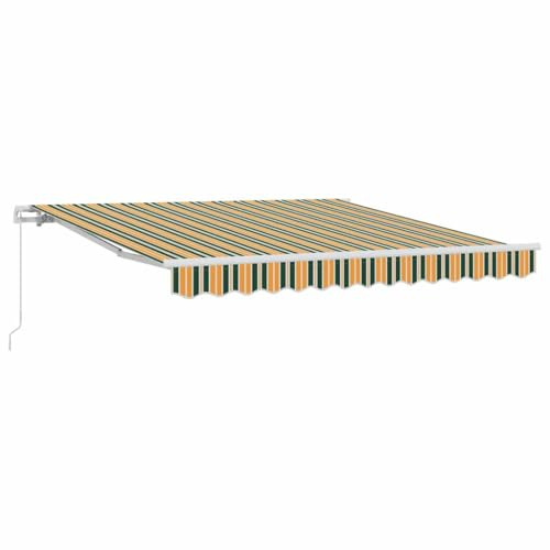 Fisinber Tenda da sole con braccio articolato, 350 x 250 cm, retrattile manuale, per terrazza e giardino, stabile telaio in alluminio con rivestimento in tessuto, multicolore