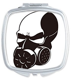 BioChemical - Máscara de gas para pulir con diseño de silueta cuadrada compacta para maquillaje, espejo portátil y bonito espejo de mano pequeño