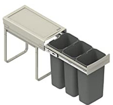 REJS RECYCLE BIN PULL OUT SOFT CLOSE KITCHEN WASTE BIN 300MM - 30 LTR (JC-604) (without front fixing brackets)