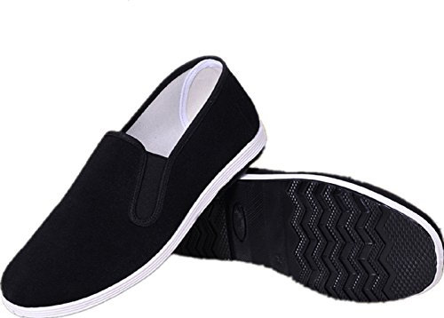 AioTio Chinesische traditionelle Peking-Stil Schuhe Kung Fu Tai Chi Schuhe Gummisohle Unisex Schwarz (260mm 42EU)