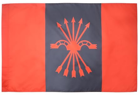 AZ FLAG Drapeau Phalange espagnole 90x60 cm Polyester 100D Fourreau | Usage intérieur et extérieur Drapeau décoratif des phalangistes coutures doubles et bords renforcés avec fourreau pour mât