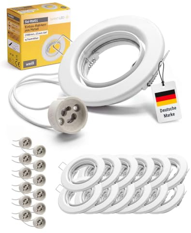 12er Set Einbaustrahler GU10 230V – Schwenkbare Deckenspots Ø68mm Weiß matt – Metall Rahmen inkl. Fassung – Für LED & Halogen – Ohne Leuchtmittel