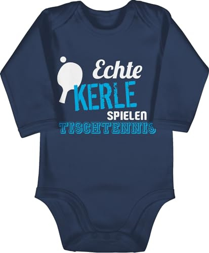 Shirtracer - Baby Body langarm Mädchen Junge - Sport & Bewegung - Echte Kerle spielen Tischtennis