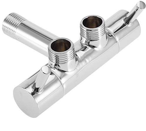 Chrome Plating Wall Mounted Angle Valve Double Outlet Valve Adapter Adjustable Brass Shower Head Faucet Replacement Parts for Bathroom Toilet Basin Sink Faucets