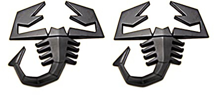 2 PCS 3D Scorpion Emblem Badge Car Side/Rear/Front Decorations Metal Sticker Decals Logo (Black)