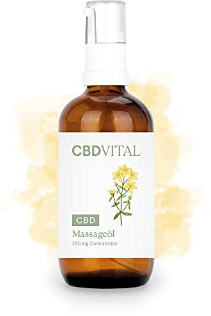 Premium CBD Massageöl - Entspannt, beruhigt und harmonisiert | Mit 250mg Cannabidiol | Bio Naturkosmetik | 100% vegan | CBD Öl zur Massage als Muskel- und Gelenkspflege | Verwöhnt die Sinne | CBDVITAL