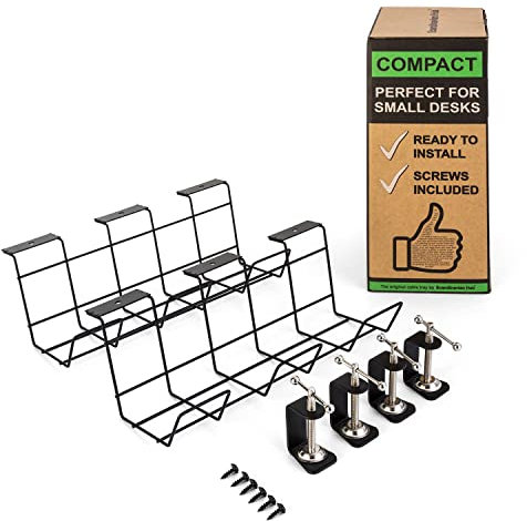 Canalina portacavi da scrivania con morsetti Scandinavian Hub - Nera - Organizer in filo metallico - Molto solido e robusto - Portacavi - No fori da trapano o danni sulla scrivania - Ufficio o Casa