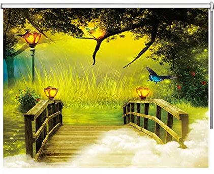 Rollos für Fenster Ohne Bohren Grün Gemusterte Rollos mit Hellen, Leicht zu Reinigende Wärmeisolierte Pulldown-Vorhänge, 65/75/85/95/105/115/125/135/145 cm Breite (Size : 95cmx125cm/37.4inx49.2in)