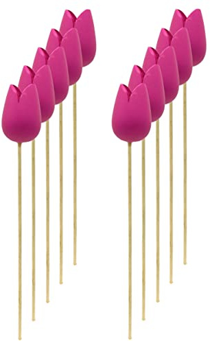 Holz Dekostecker Tulpe 4 x 36cm lila 10 Stück Garten-Deko Blumen-Stecker künstlich Holzblume Tulip
