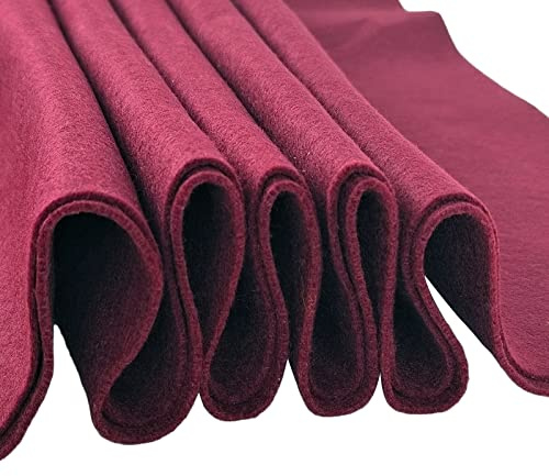 Jtnohx Tela de Fieltro Artesanal, Hojas de Fieltro de 1,4 mm de Grosor para Manualidades, Tela de Colores Suaves de 90 x 90 cm para Proyectos de Arte y Costura(Granate)
