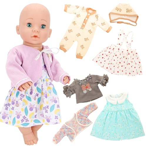 Miunana 4X Vestidos Verano Casual Ropas para New Born 14- 18 Pulgadas Muñeca bebé 35 - 46 cm Doll Baby Born (NO Incluye MUÑECA)