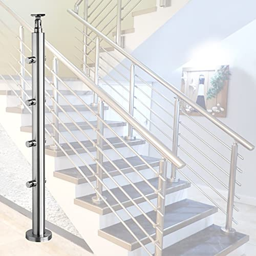 ZAQYCM Pasamanos Escalera Barandilla Husillos De Escalera De Acero Inoxidable, Exterior Plataforma Porche Patio Jardín Montaje En Suelo De Poste De Barandilla para Pasamanos Redondos