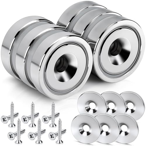 SENSEI Magnet zum Anschrauben (16x5 mm, 6 kg) – Starker Möbelmagnet, ideal für Schranktüren – Inkl. Schrauben – 6er Set, mit Metallunterlegscheiben