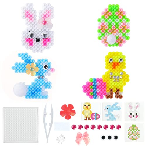 Cuentas para Planchar,Perlas Planchado,Set Cuentas para Planchar,Cuentas para Planchar Plantillas,Adecuado para Regalos de Cumpleaños Infantiles, Regalos de Pascua, Bricolaje Creativo