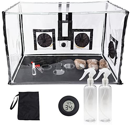 Large Still Air Box Mushroom Mycology Fume Hood Propagation StationsGrow Kit Mushroom Grow Bags Your Monotub Kit Mushroom Planting BagTent for Spores Horticulture Supplies （31.5 * 20.5 * 20.5inch）