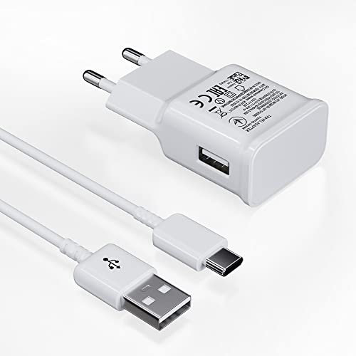Ladegerät mit USB Typ-C Ladekabel Schnellladekabel Netzteil Für Samsung Galaxy S8 S9 S10 Plus S10e S20 A56 A55 A53 A52s A40 A34 A20 A16 A15 A14 A05s 5G, Ersatz-Original Schnellladegerät (Weiß)