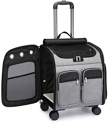 Katzen-Rucksack – mehrere Taschen und atmungsaktive Haustier-Reisetasche für Maine Coon, Yorkie und Chihuahua bis zu 8,2 kg mit Rollen – perfekt für Abenteuer unterwegs