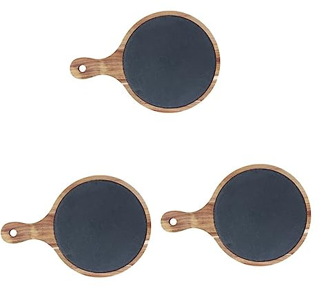 OQHAIR 1pc en Bois Rock Assiette Ronde Moule à Pain Rond Moule à Bijoux Plateau à Bijoux Organisateur de Bijoux Cuisson Steak Pan Bois Steak Assiette de Service Steak Assiette Assiette de