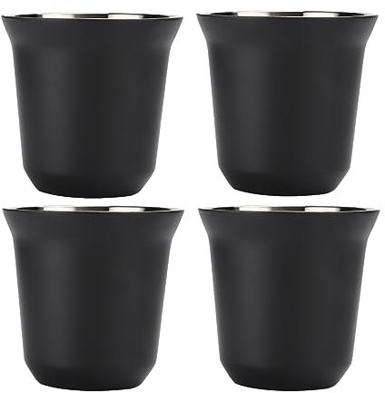 4 Vasos De Chupito De Acero Inoxidable, Vaso De Chupito De Doble Pared, Vaso De Vino, Vasos De Cerveza, Vaso De Viaje Para Viajes, Hogar, Restaurante, Bar, Suministros De Camping(Negro)