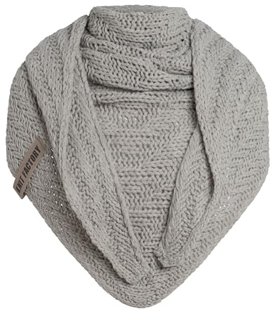 KNIT FACTORY - Dreiecksschal Sally - Damen Strickschal mit Wolle - Grob gestrickten Schal - Hochwertige Qualität - XXL Schal - 220x85 cm
