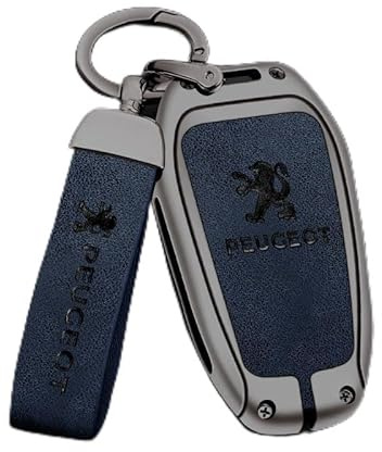 VOLBOZ Autoschlüssel Hülle und Schlüsselanhänger für Peugeot 4008 2008 5008 308 408 508L 3008, Auto Schlüssel Fernbedienung Schlüsselgehäuse, Schlüsselhülle Cover Protector Auto Zubehör,C Blue
