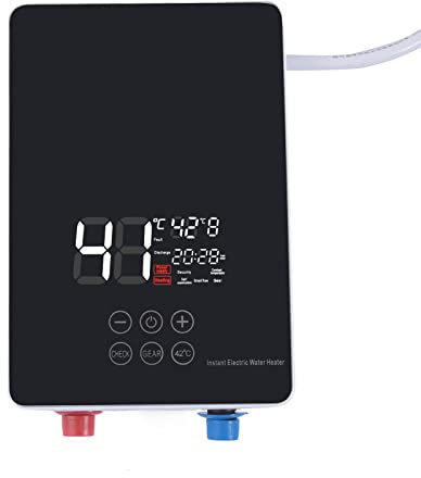 vinnyooc 220V 6010W Elektrischer Wassererhitzer, Mini Durchlauferhitzer mit Duschkopf, Wand Dusche Badezimmer Thermostatsystem LCD-Display für Küche Bad